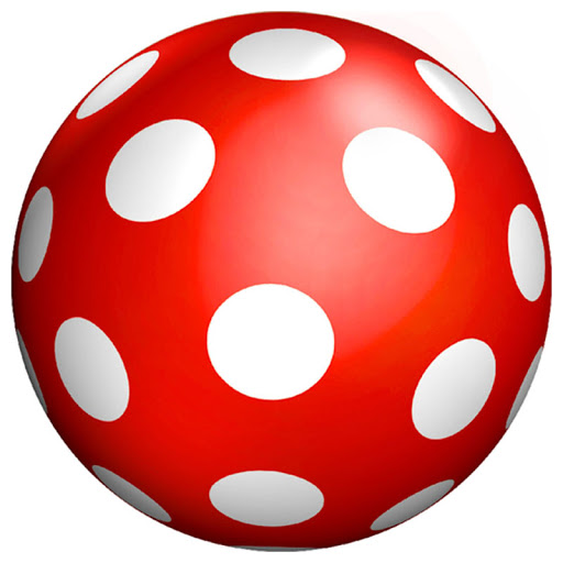 Piros pöttyös labda, lakozott - 22 cm